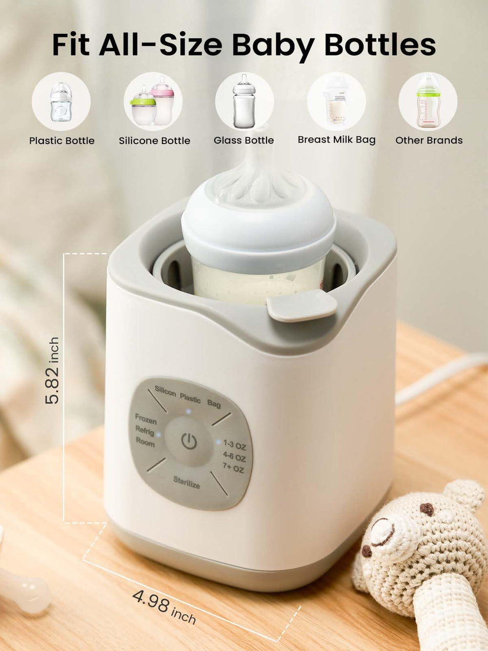 GROWNSY Bottle Warmer compatible with diverse bottles for family use.