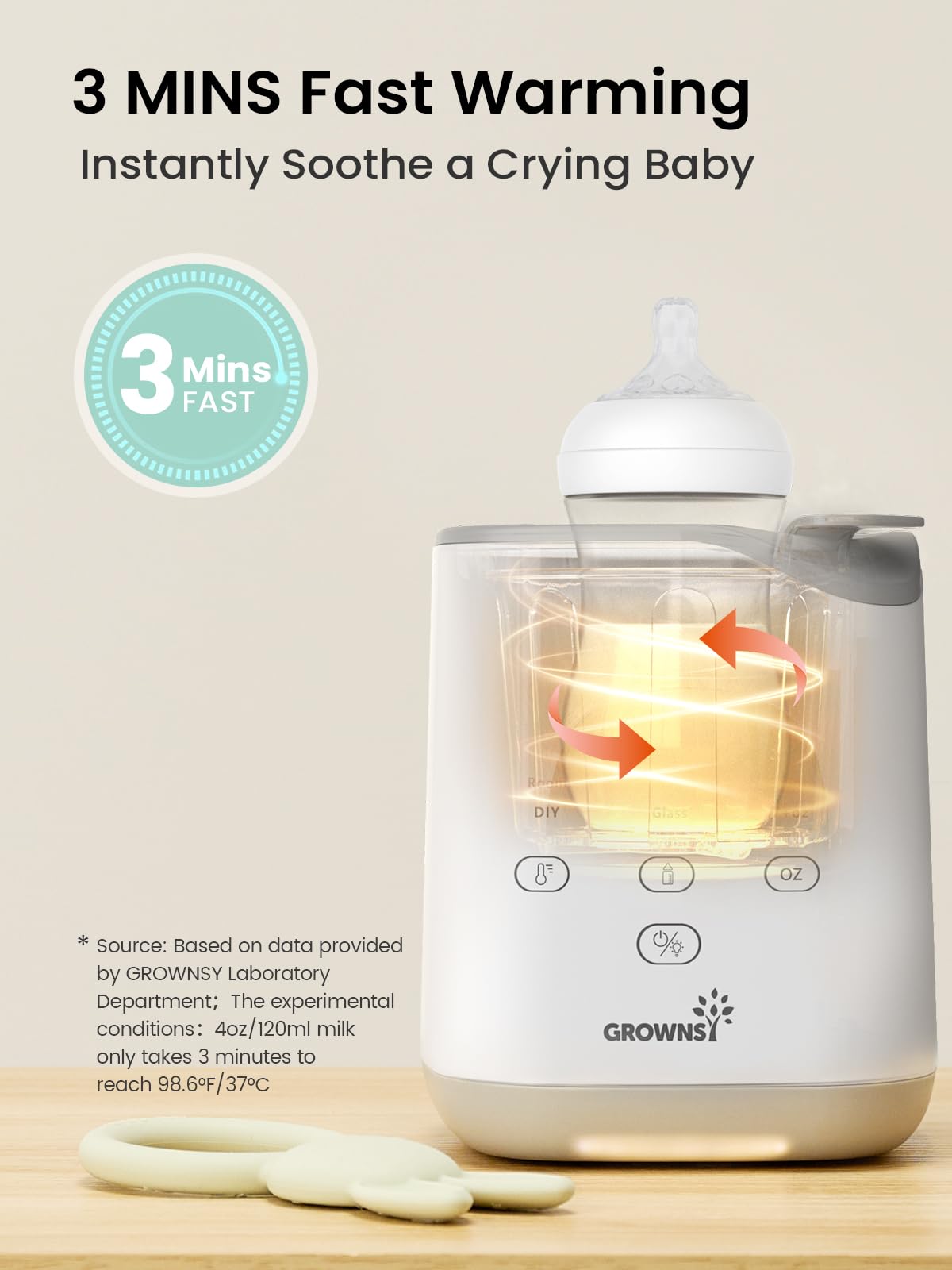 GROWNSY Bottle Warmer night-light on for easy nighttime feeding without harsh lights