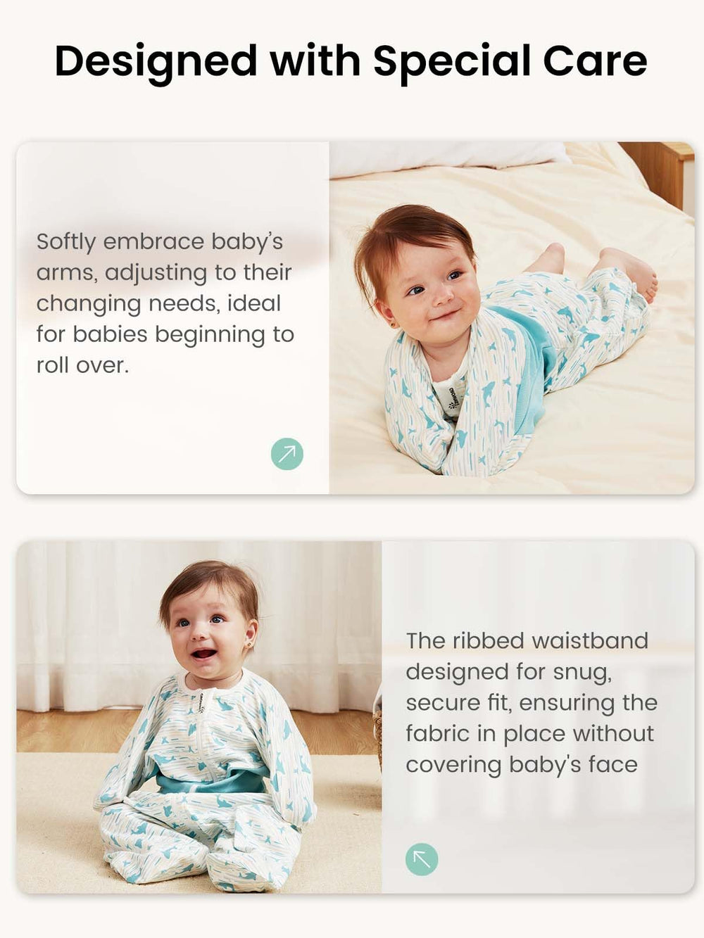 Growns y dual-zipper helps ease diaper changes without waking baby