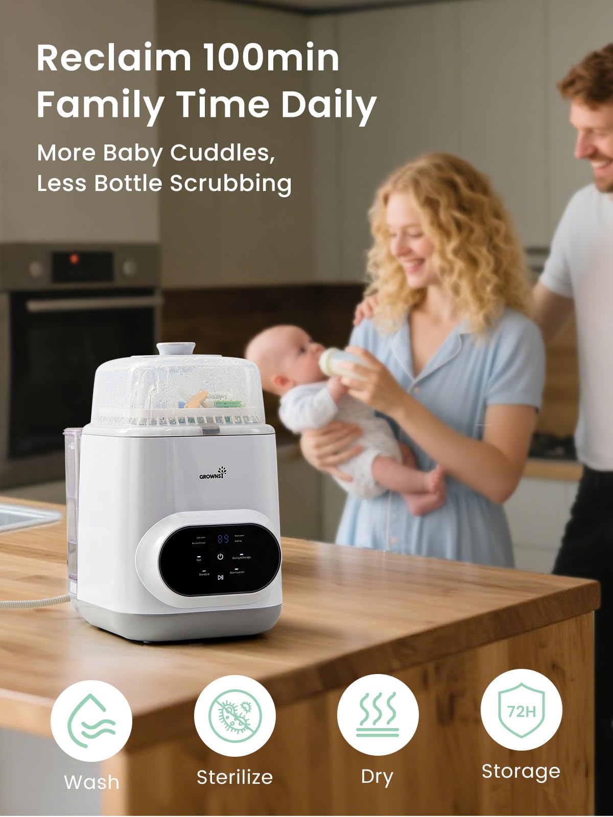 Grownsy EaseClean Pro interior spray jets in action for thorough cleaning.