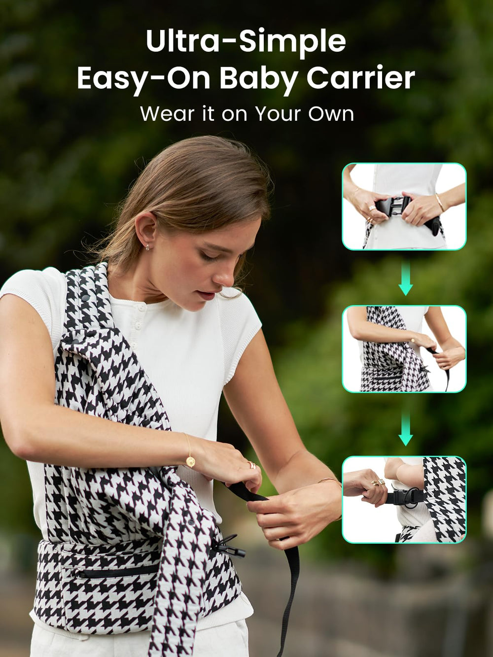 GROWNSY simple 4-step buckle setup makes wearing quick and easy.