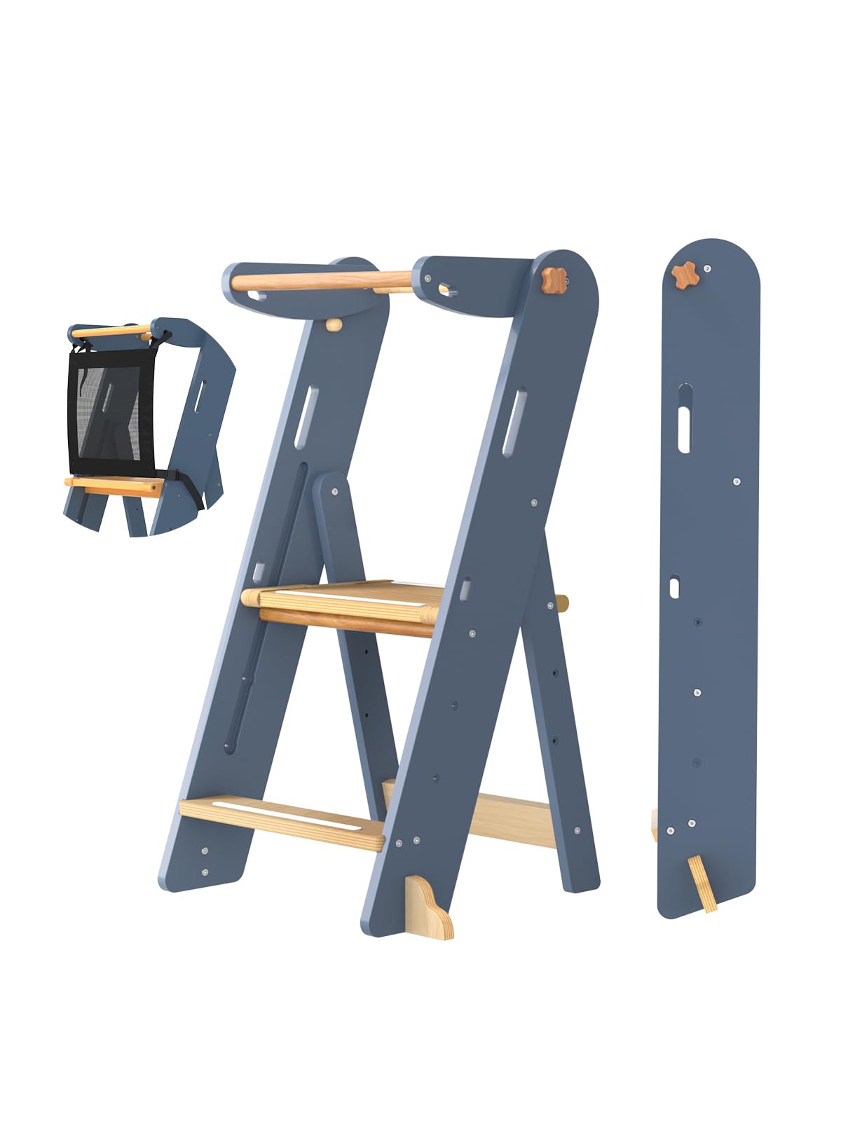 GROWNSY foldable step stool neatly folded for compact storage