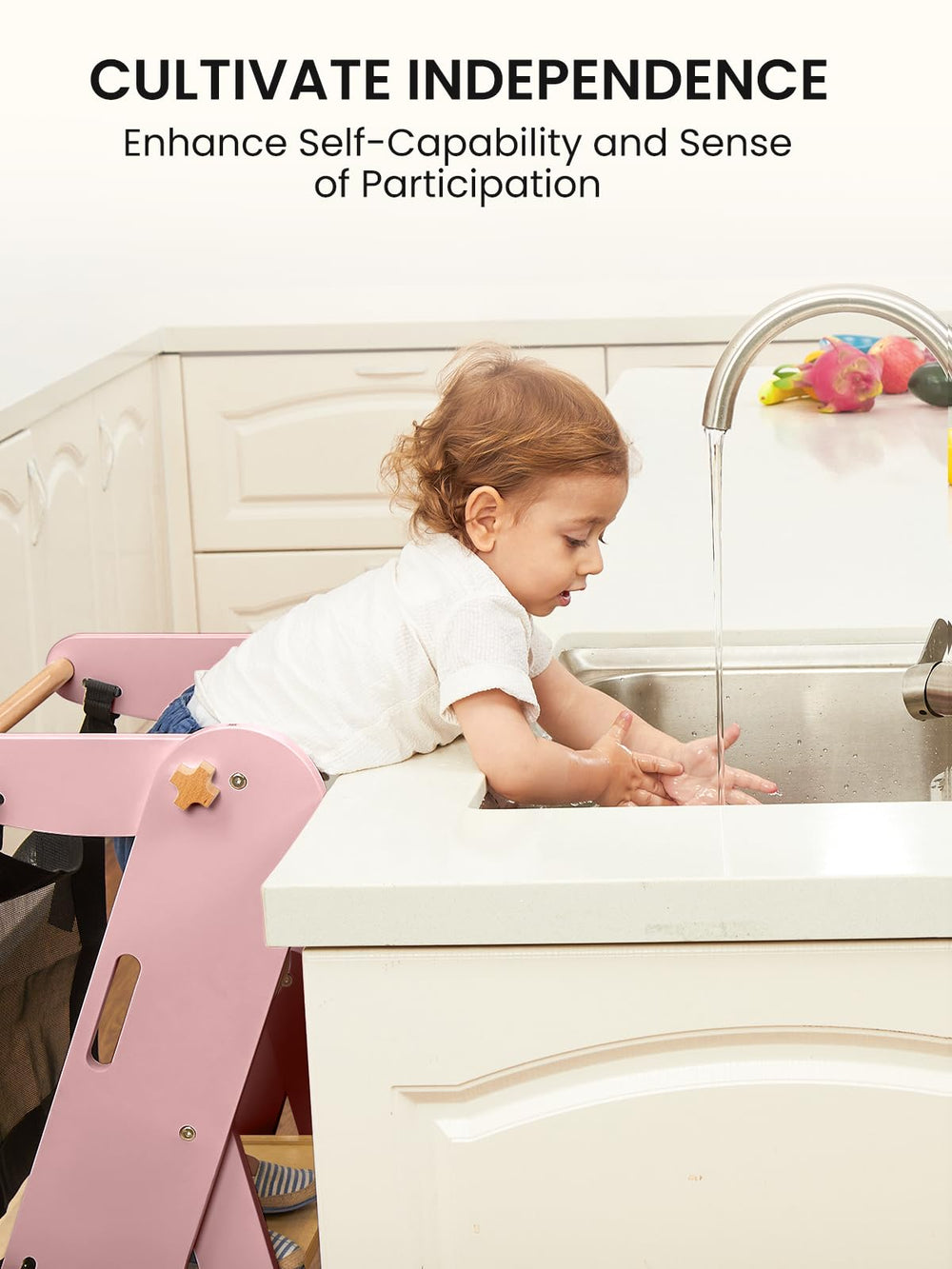 GROWNSY toddler tower with three adjustable heights supports growing kids.