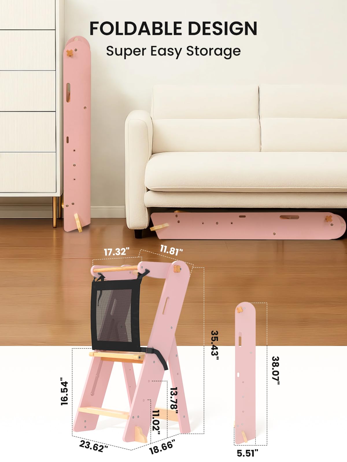 GROWNSY light pink color adds a cheerful learning space.