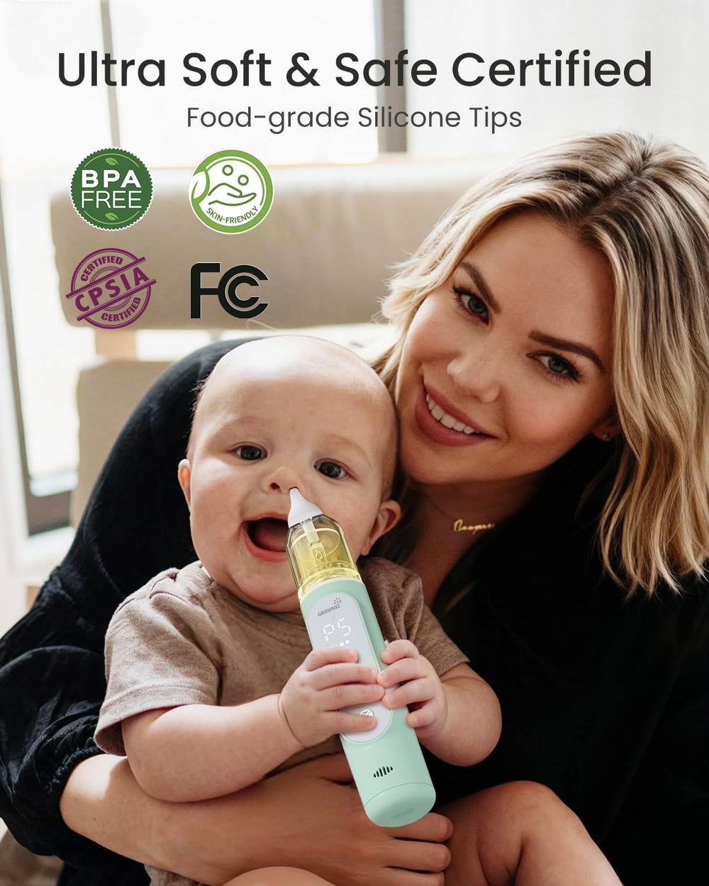 GROWNSY safety tips made of food-grade silicone for baby comfort