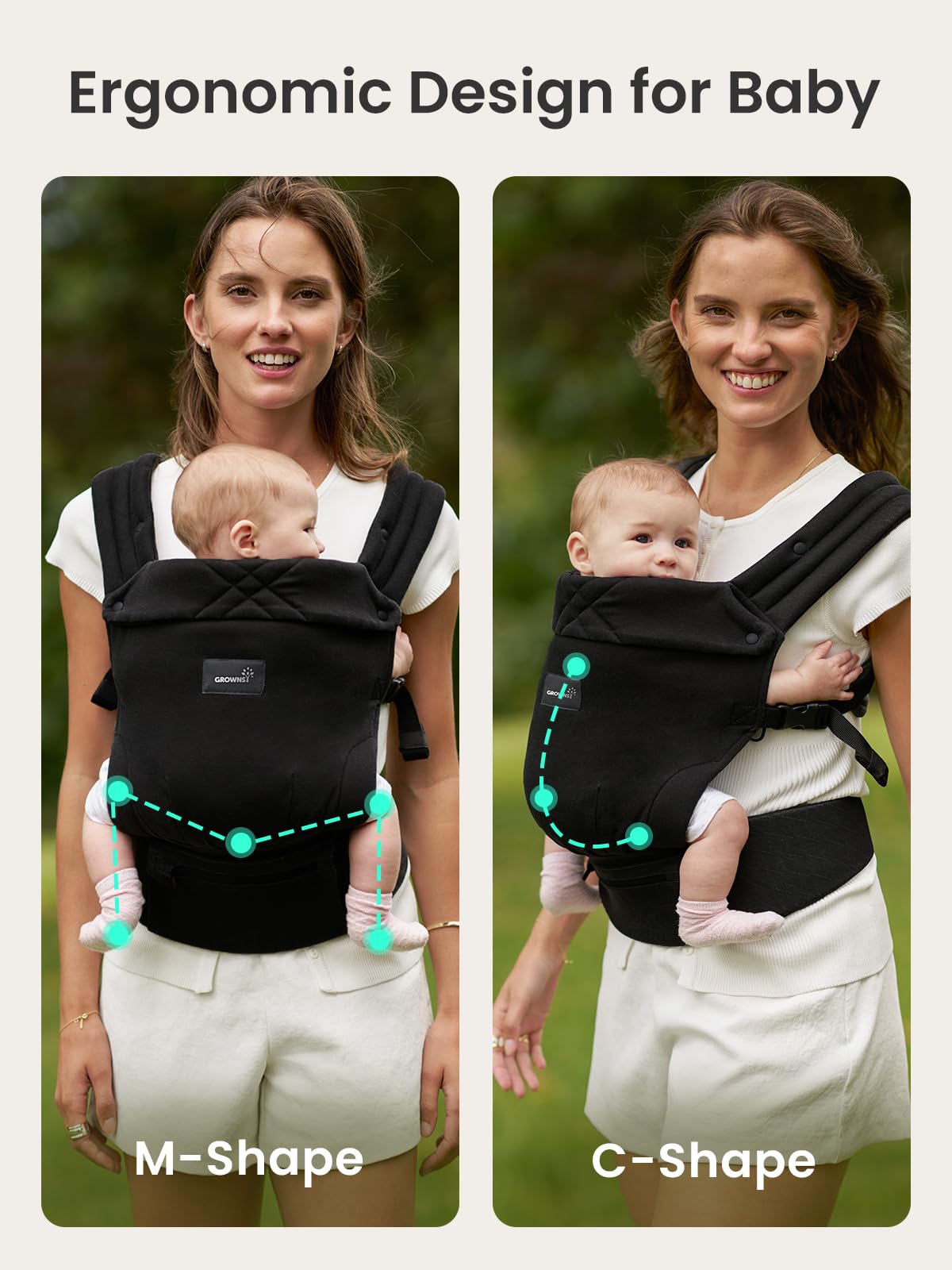 GROWNSY adjustable straps grow with baby from newborn to toddler