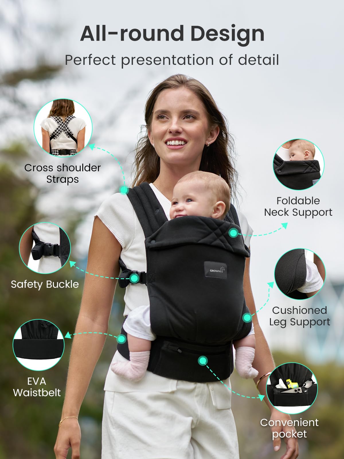 GROWNSY hands-free infant carrier for on-the-go living