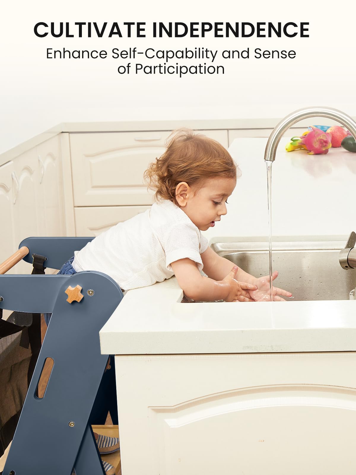 GROWNSY foldable stool ready for reaching kitchen sink and counter