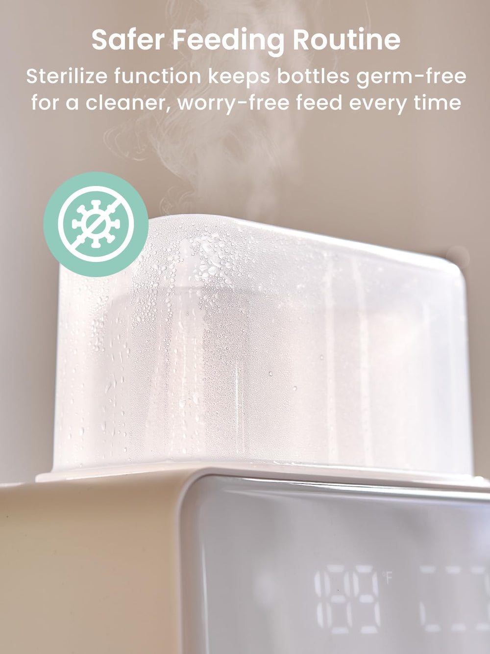 Grownsy large-capacity bottle warmer fits different bottle sizes.