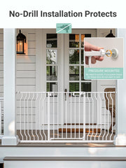 GROWNSY Mom's Choice gate displays 180-degree swing and auto-close for convenience.