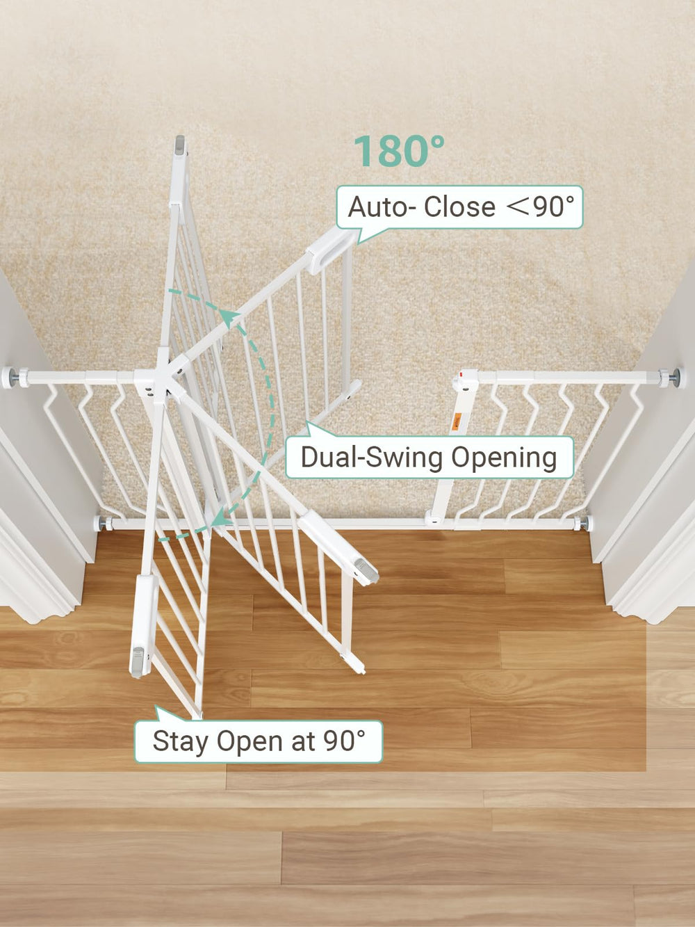 GROWNSY Mom's Choice gate features a visible red indicator for tightening checks.