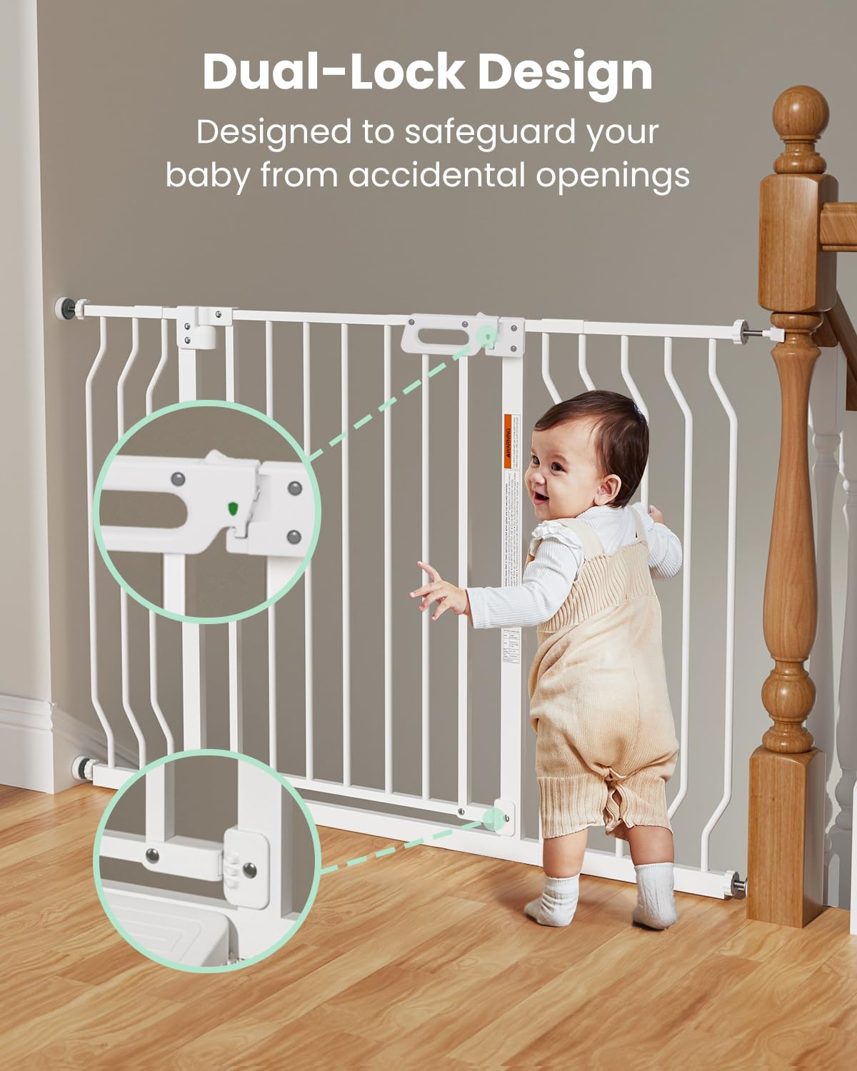 Grownsy Mom's Choice Baby Gate highlights drill-free installation for quick setup