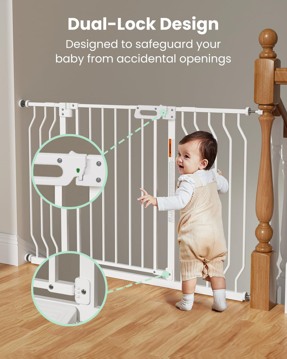 Grownsy Mom's Choice Baby Gate highlights drill-free installation for quick setup