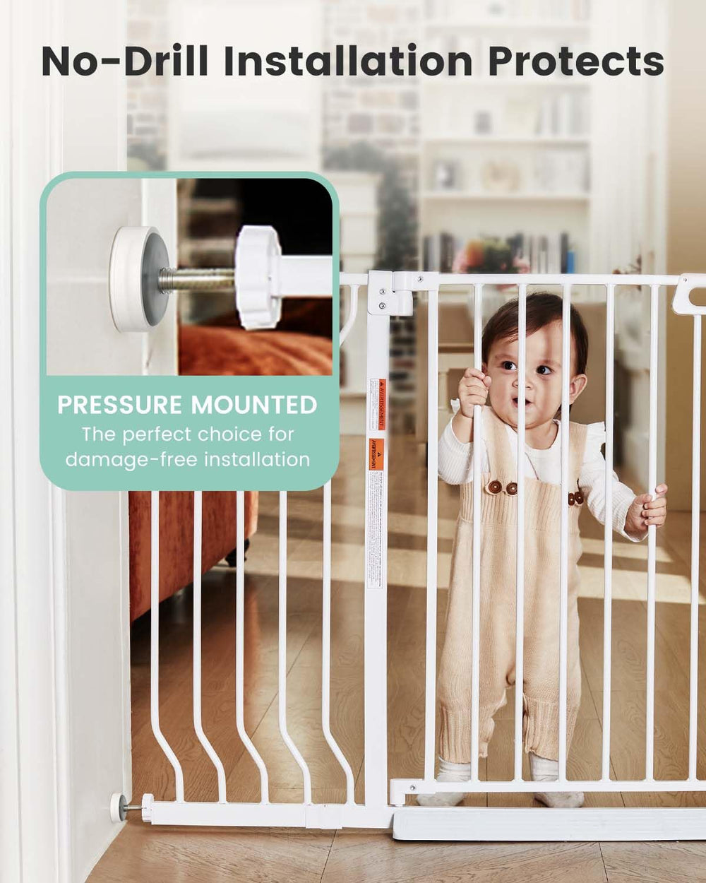GROWNSY gate with V-shaped screws—enhanced grip and stability