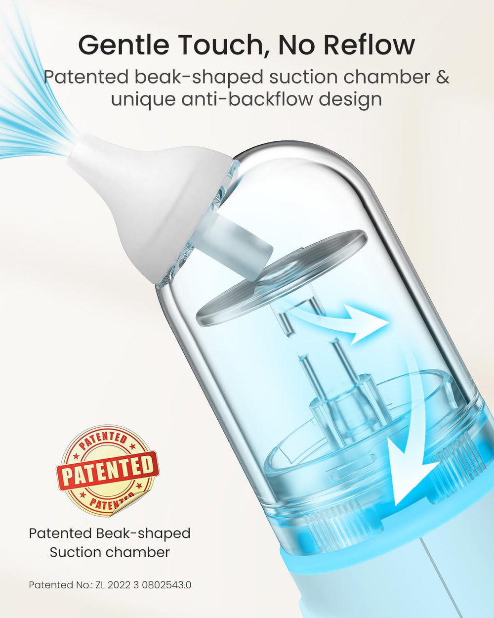 Grownsy nasal aspirator offers lullaby melodies to soothe during nasal care.