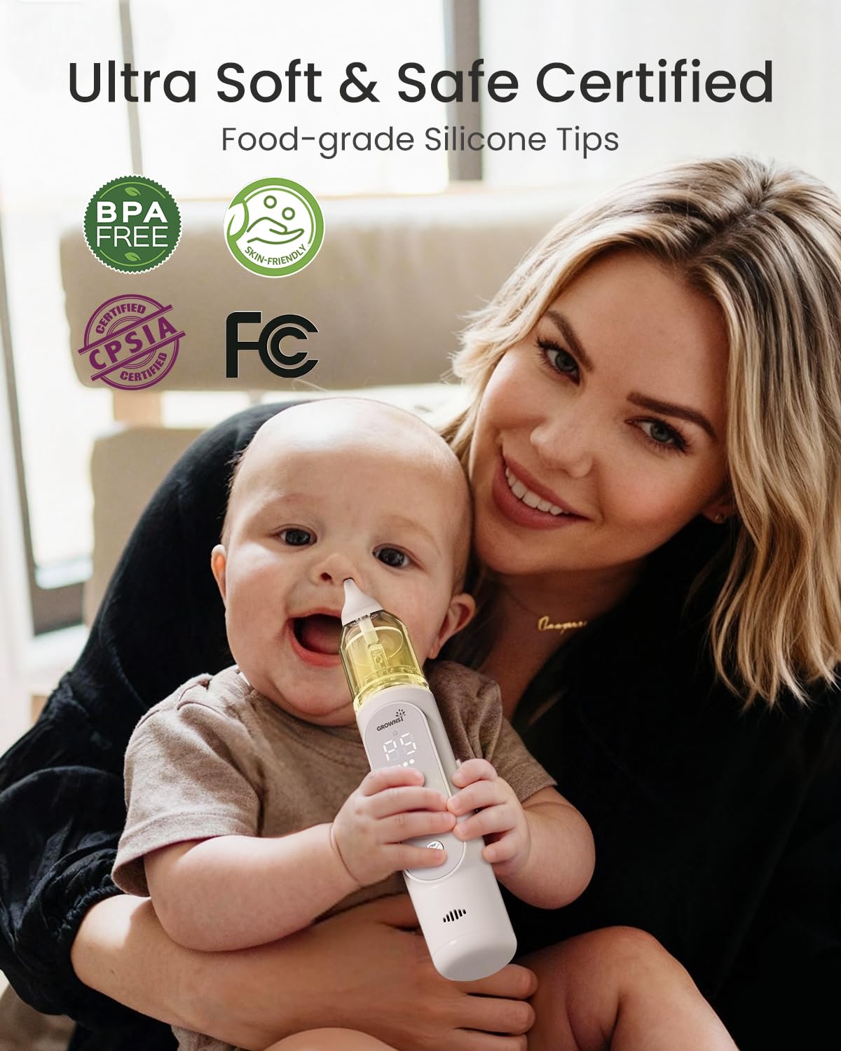 GROWNSY nasal aspirator three silicone tips for safe suction