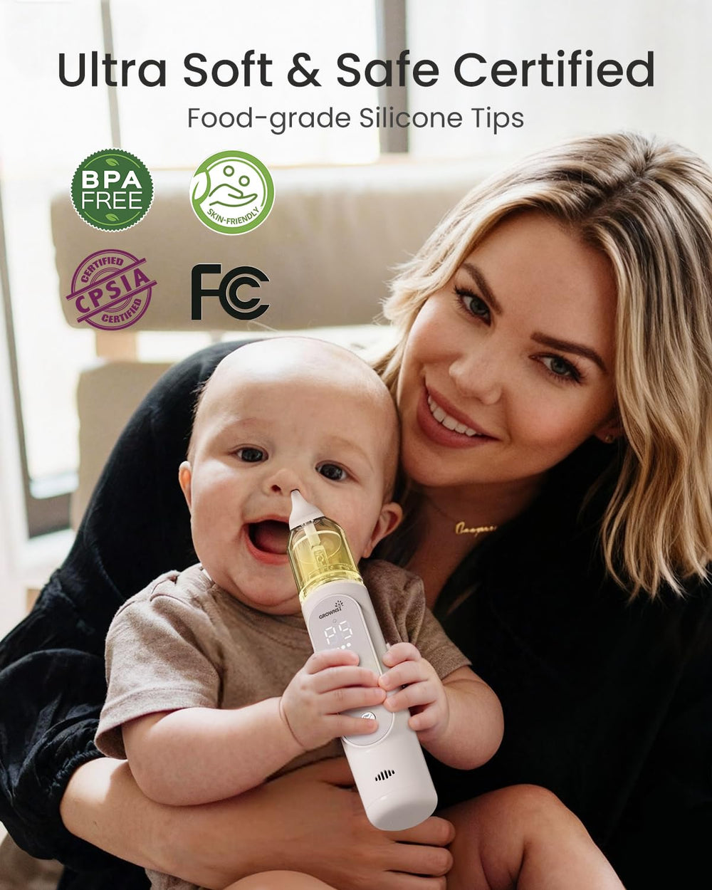 GROWNSY nasal aspirator three silicone tips for safe suction