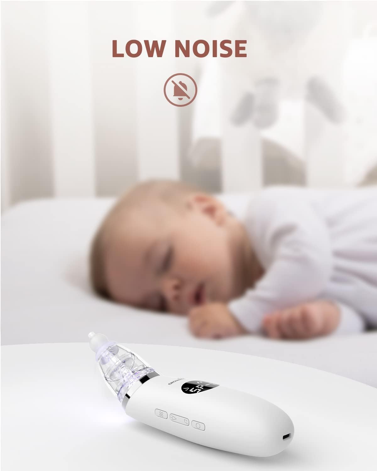 GROWNSY nasal aspirator white easy-clean parts demonstrate reusable tips for safe cleaning.