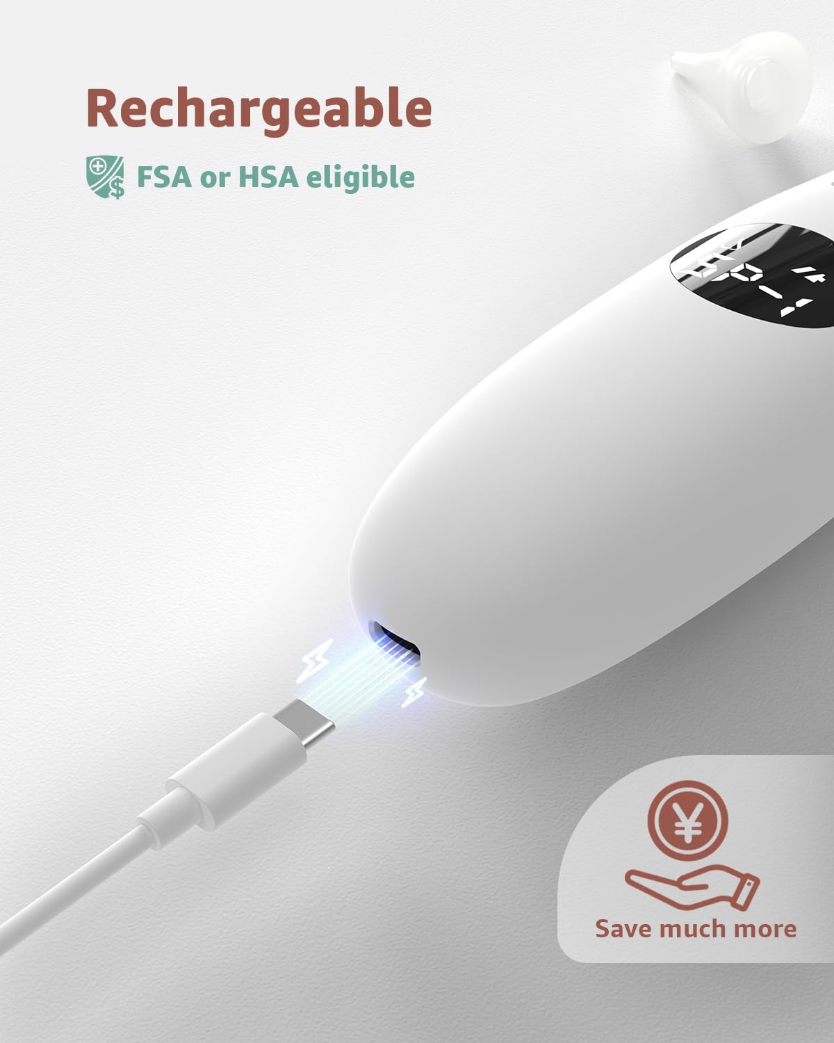 GROWNSY nasal aspirator white LED screen and music mode suggest calming sleep routine.