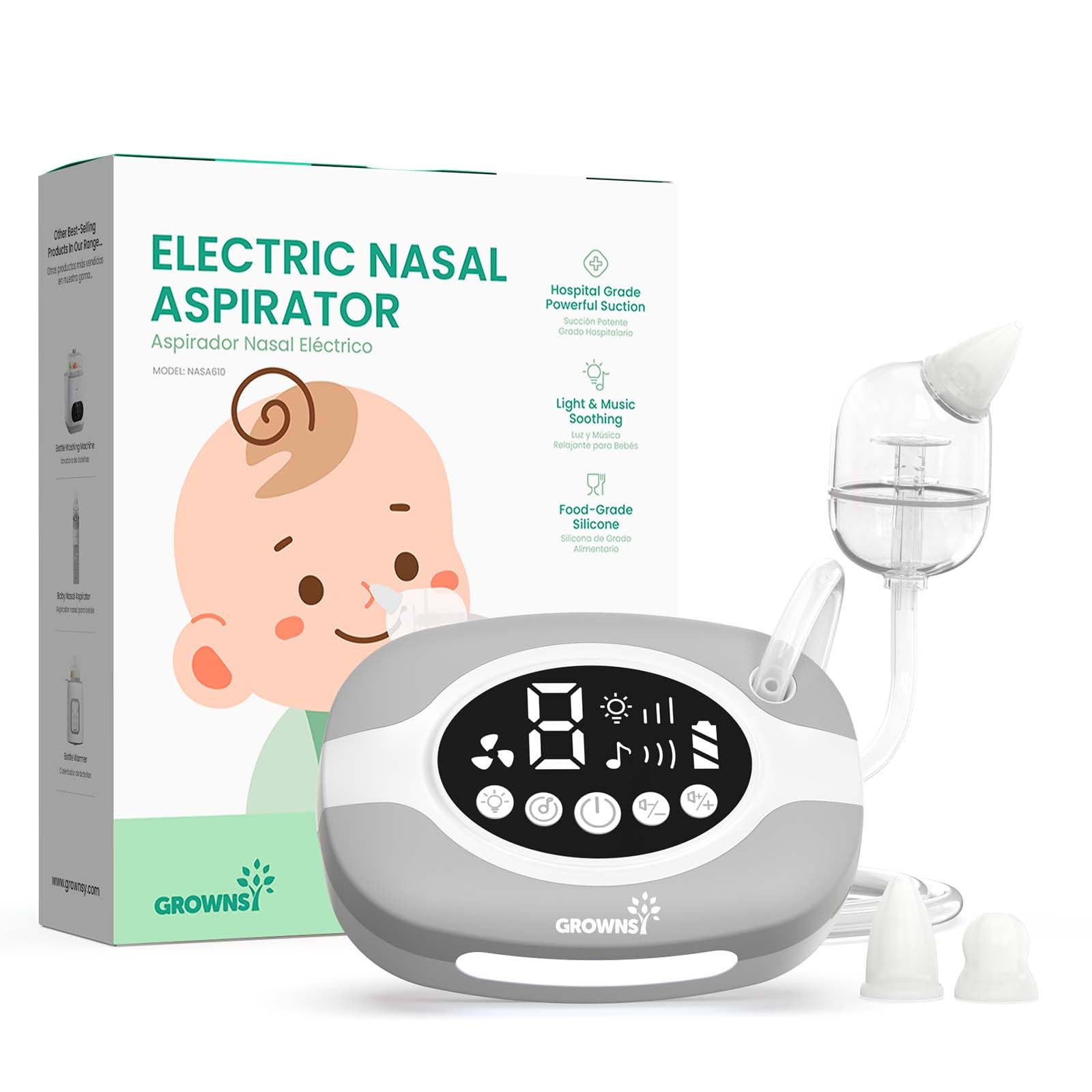 GROWNSY nose suction for baby features a compact design for on-the-go nasal care.