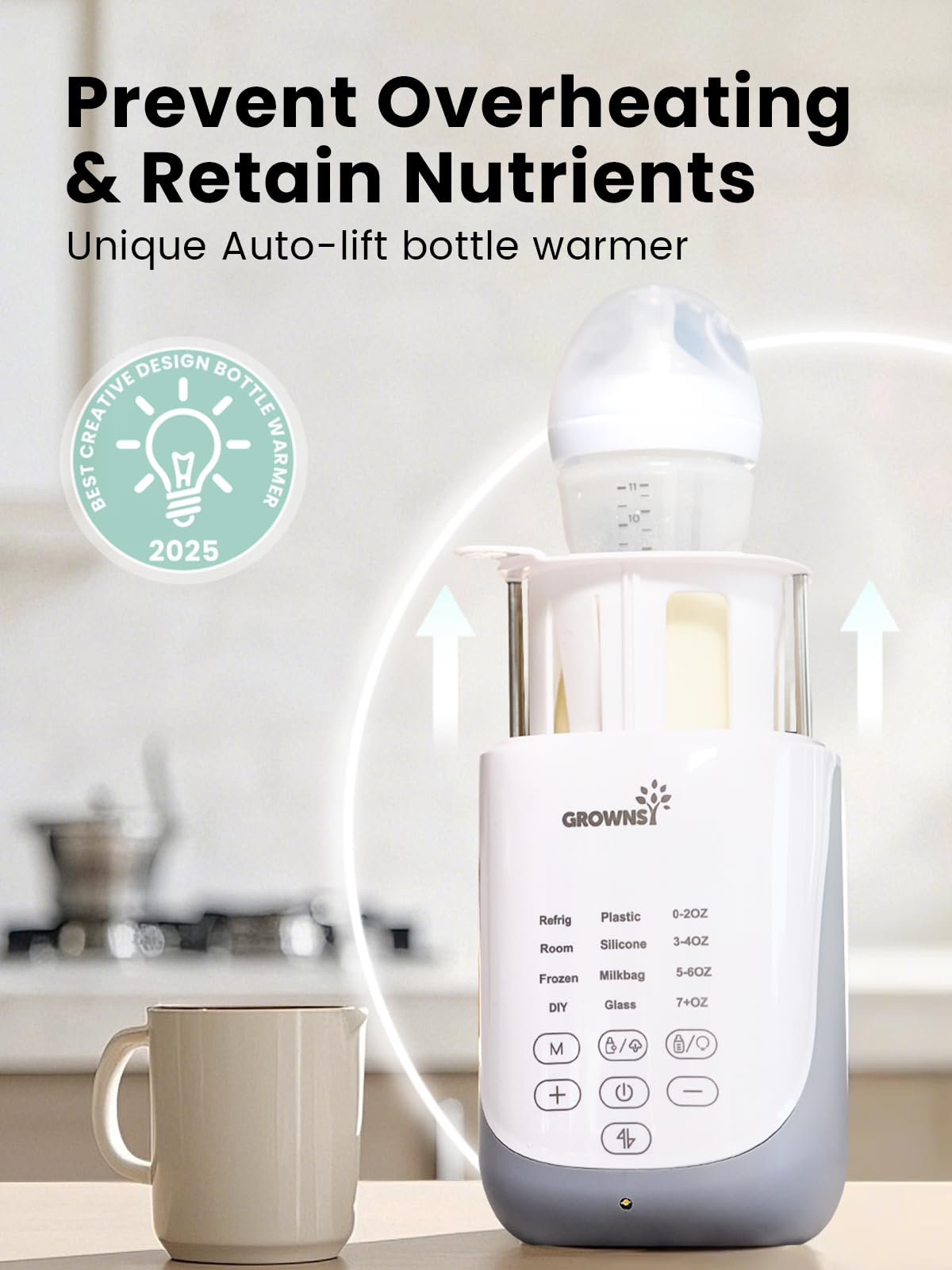 GrownsY Nutri Bottle Warmer 24h keep-warm keeps milk ready for late-night feeds