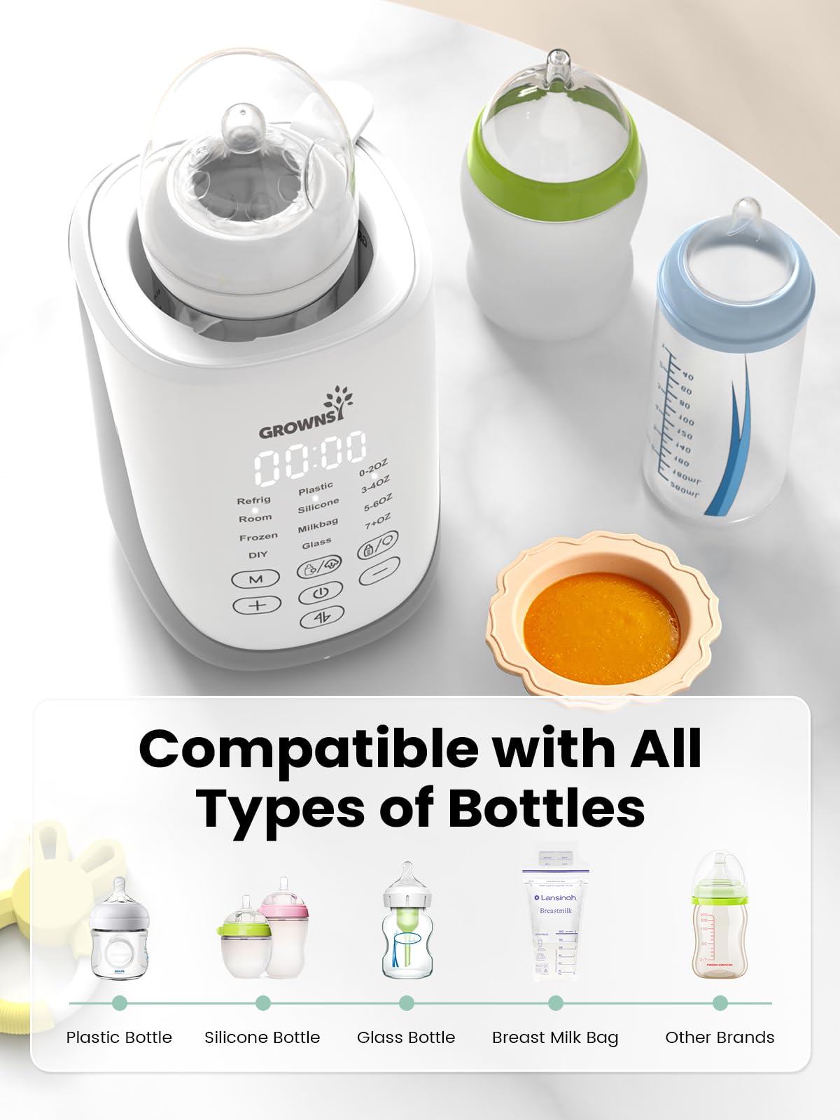 GrownsY Nutri Bottle Warmer easy-start three-step setup for quick warming
