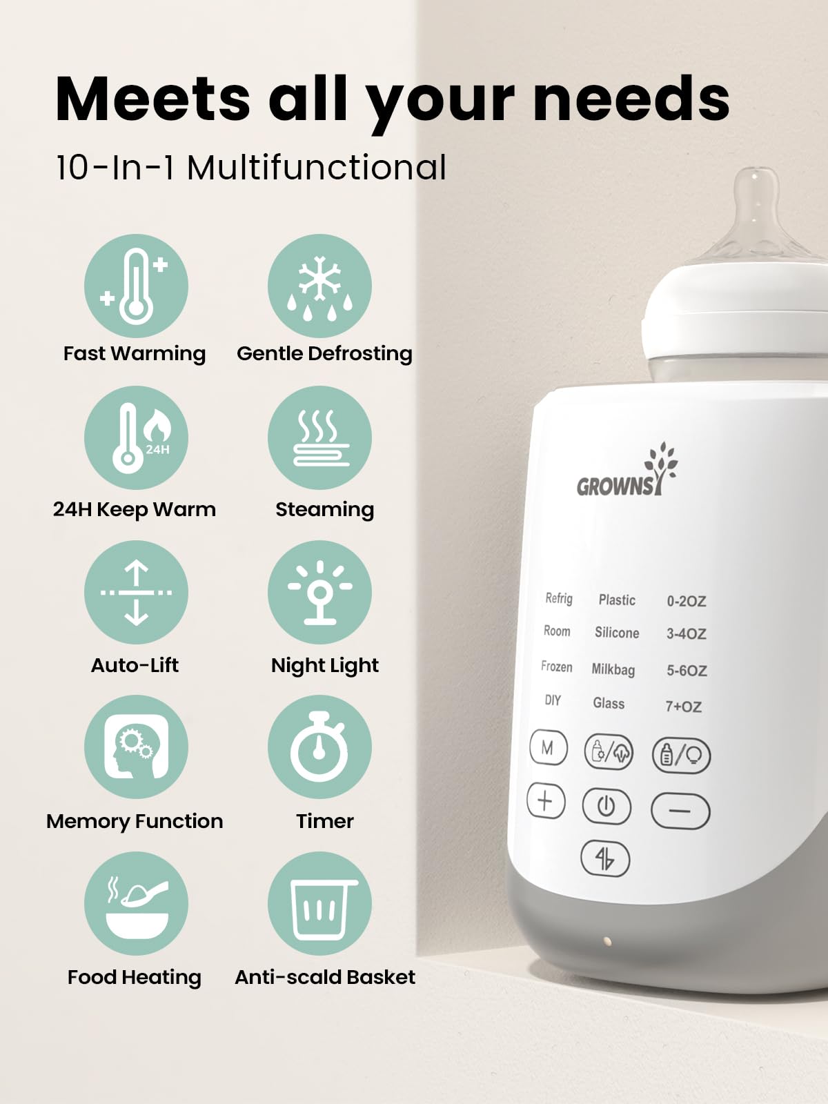 GrownsY Nutri Bottle Warmer memory function reduces startup steps for easy use
