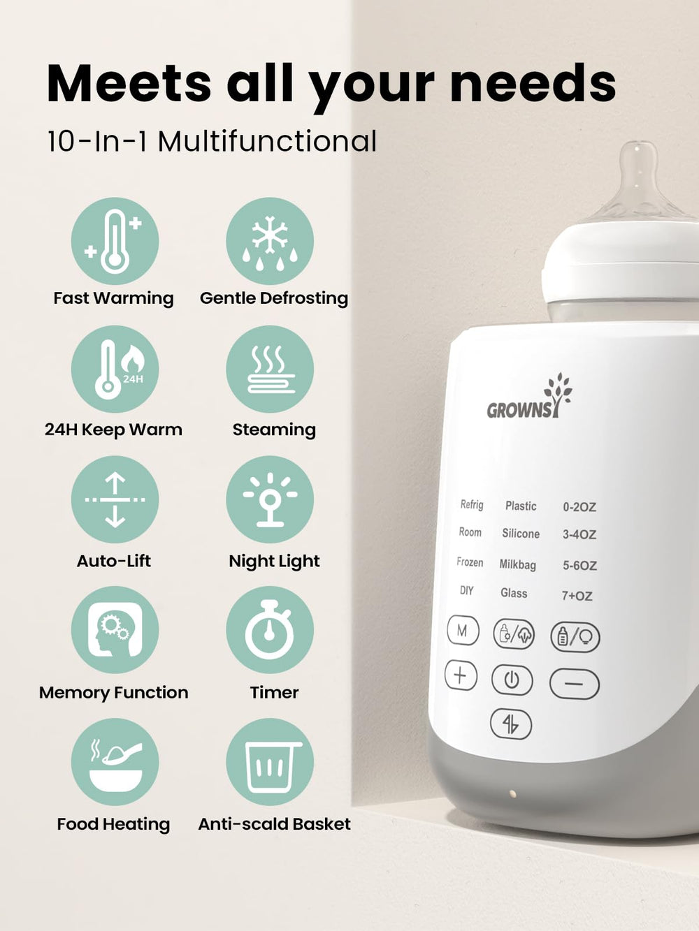 GrownsY Nutri Bottle Warmer memory function reduces startup steps for easy use