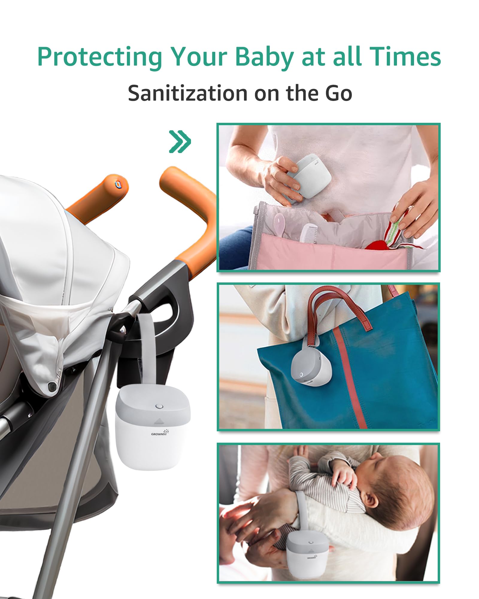 GROWNSY pacifier sanitizer doubles as compact storage for small items.