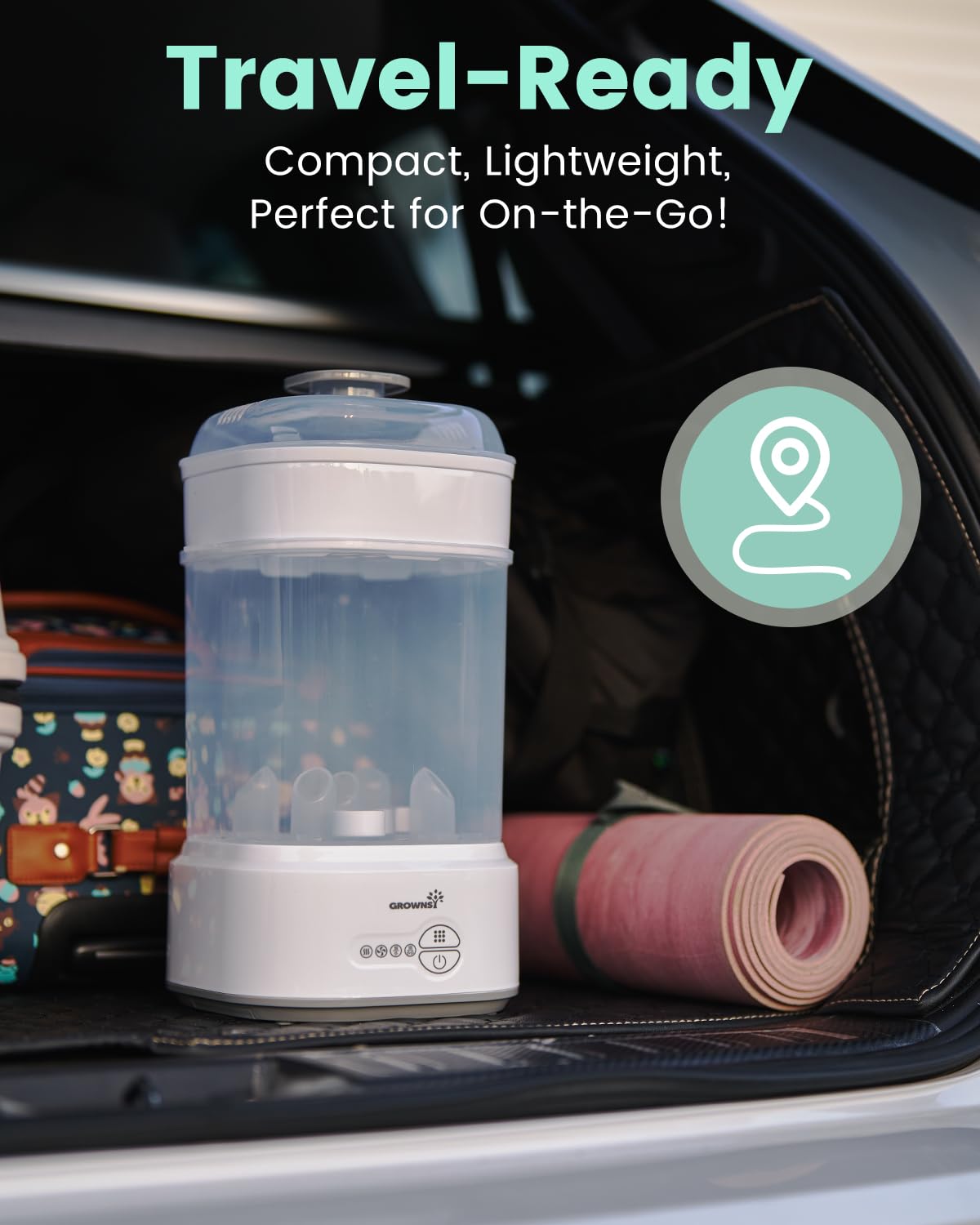Grownsy packaging and unboxing highlights compact, sleek design