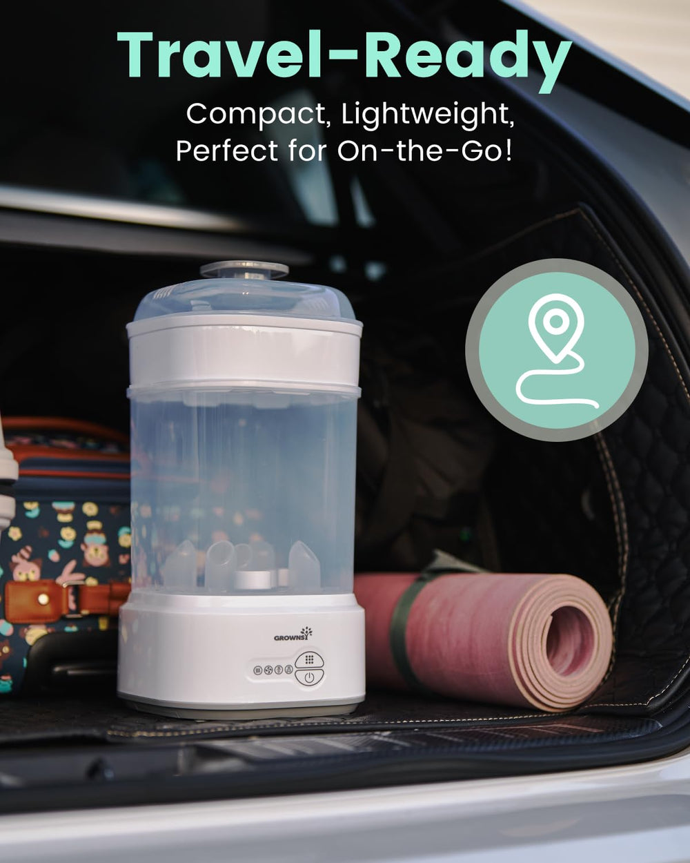 Grownsy packaging and unboxing highlights compact, sleek design