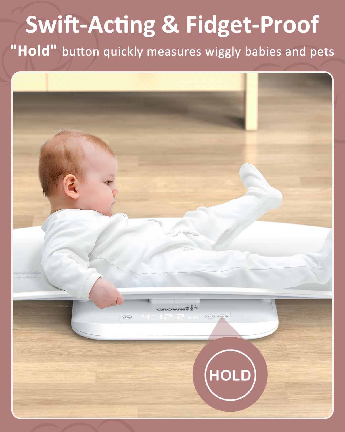 GROWNSY Scale 27-inch height measurement supports growth checks.