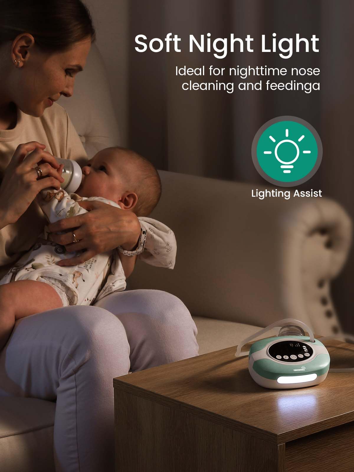 GROWNSY silicone-tips close-up emphasizes soft, multi-size tips for comfy nostril care.