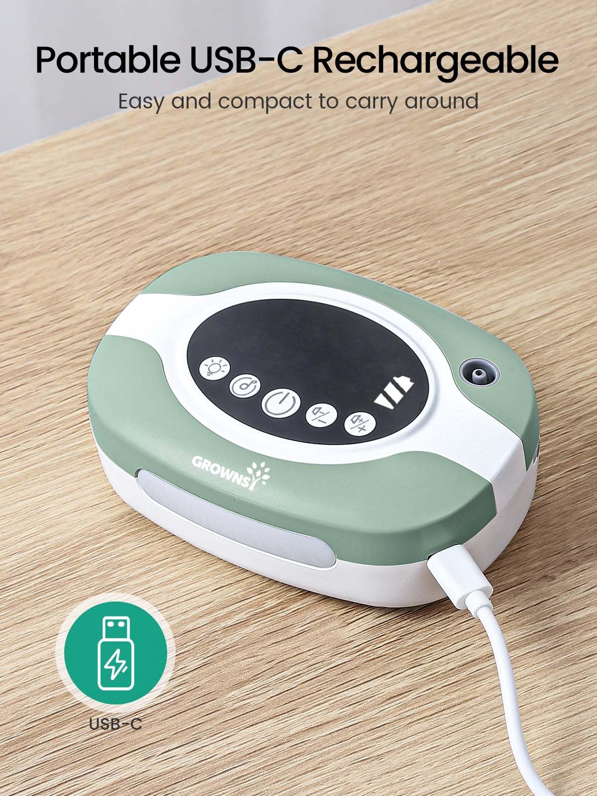 GROWNSY soothing lullabies feature helps calm baby during nasal care.
