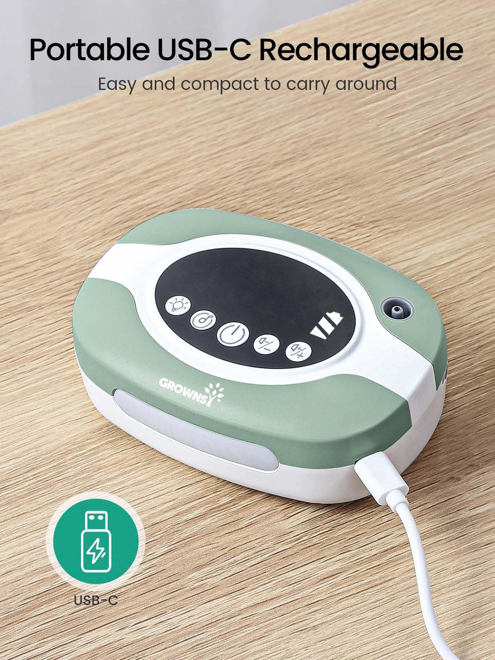GROWNSY soothing lullabies feature helps calm baby during nasal care.