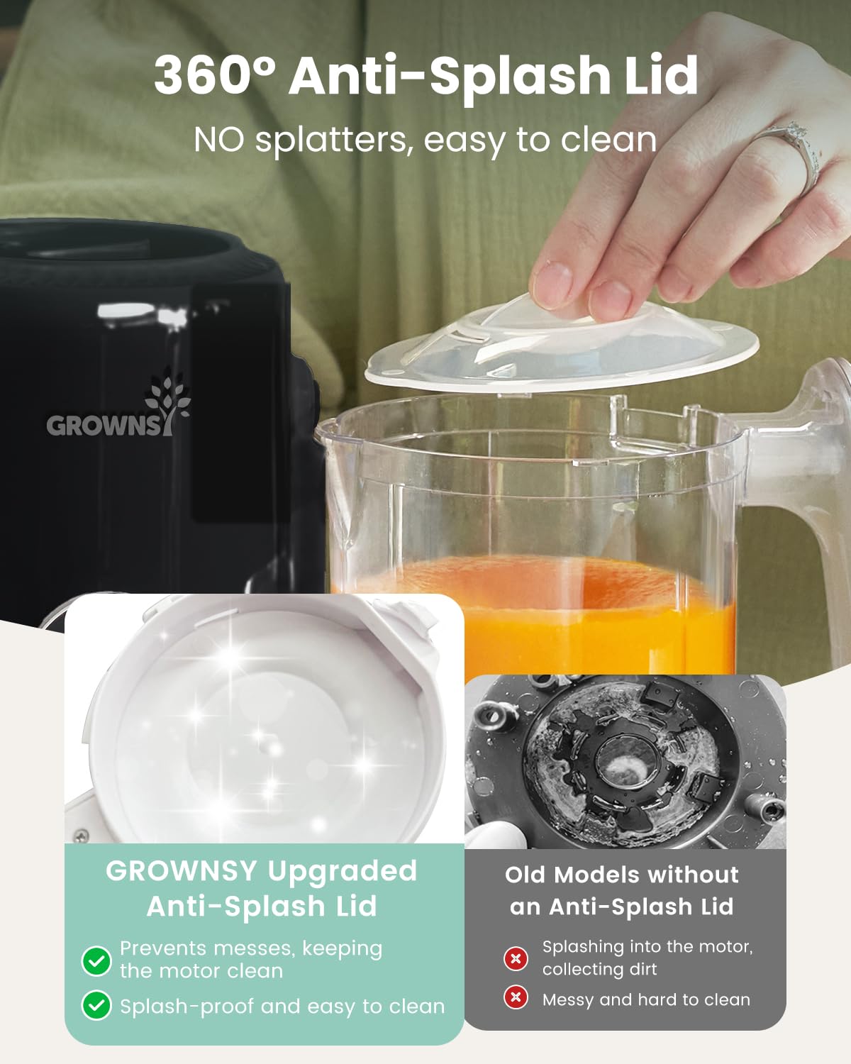 Grownsy stainless bowl highlights BPA-free, heat-resistant construction for safe cooking