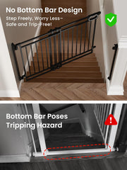 GROWNSY stair gate showing one-hand operation for busy parents.
