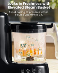 Grownsy steam basket close-up shows BPA-free materials for worry-free baby meals