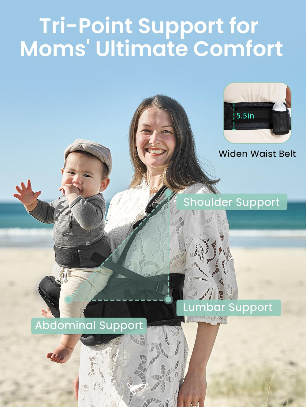 Grownsy storage pockets hold diapers and essentials for outings
