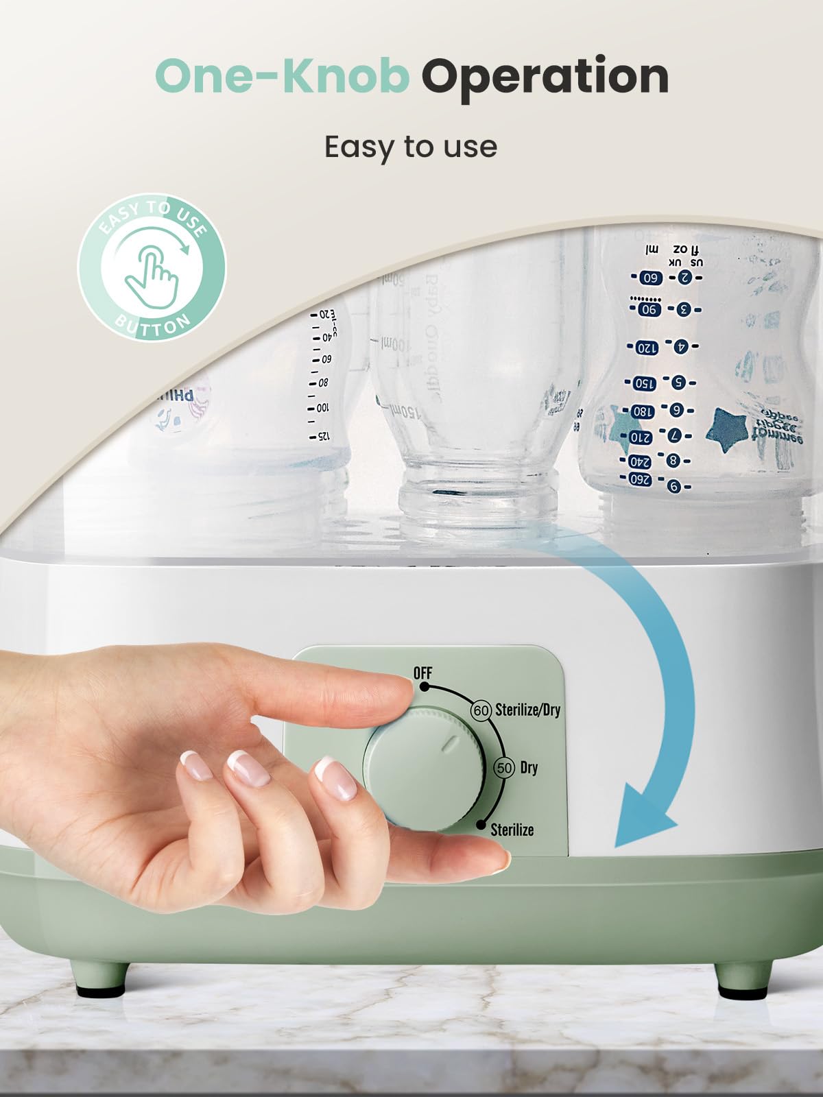 GROWNSY three-way controls for sterilize, dry, or storage modes