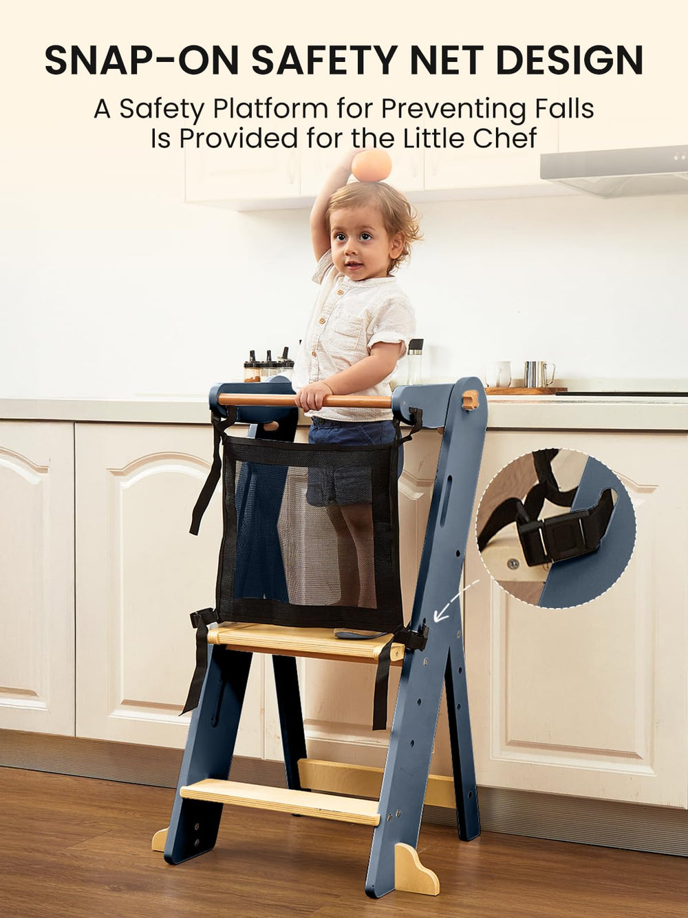 GROWNSY toddler tower safety net extended for added protection