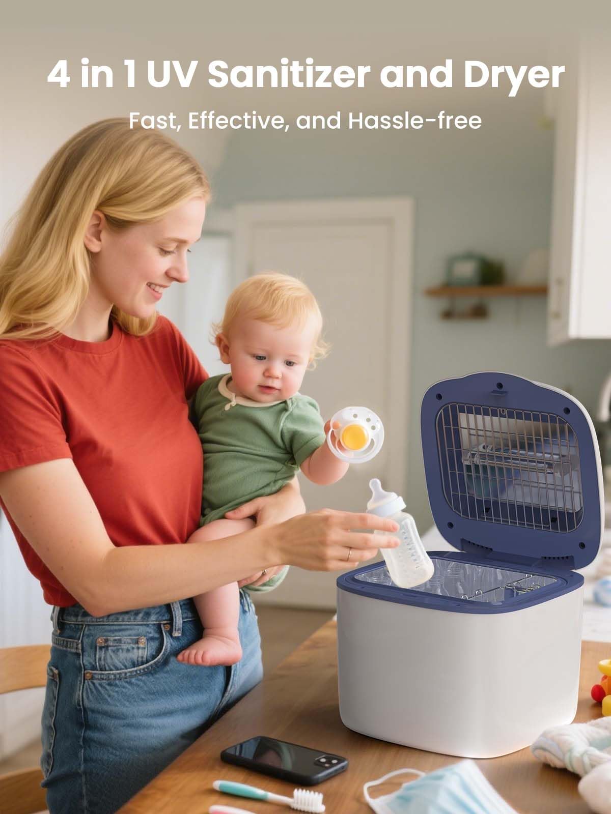 GROWNSY UV Sanitizer Dryer compact dimensions fit kitchen countertops
