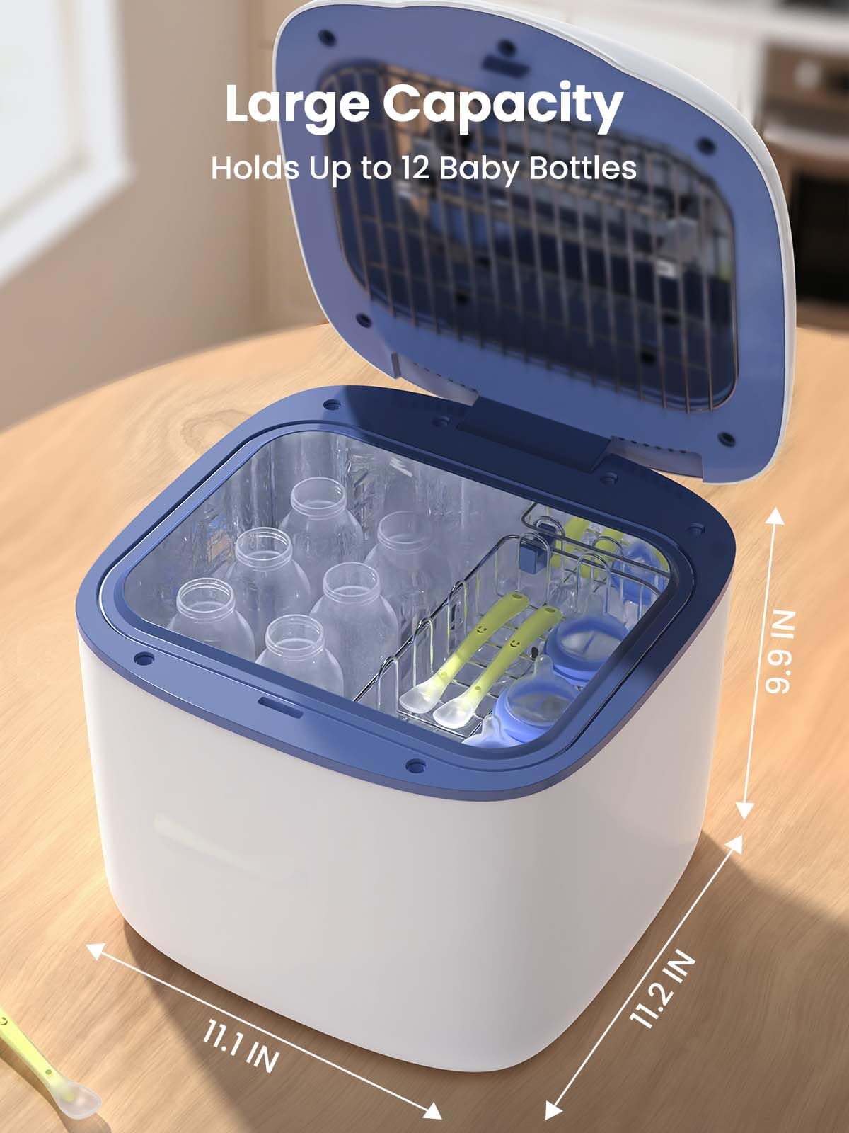 GROWNSY UV Sanitizer Dryer interior with mirrored walls supports 360-degree sanitizing
