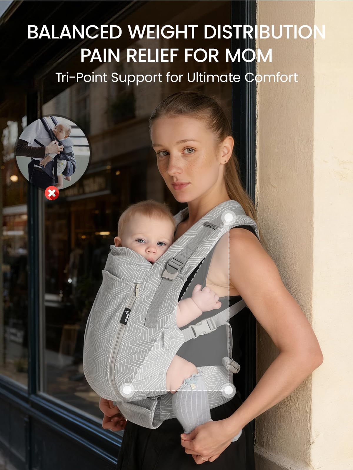 GROWNSY wide padded waist belt for even weight distribution