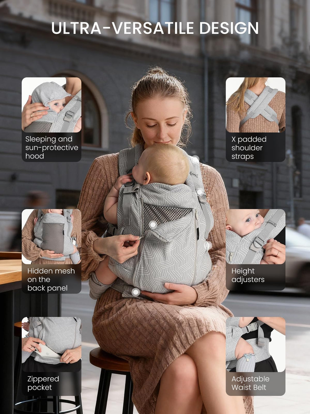 GROWNSY X-shaped cross-back straps reduce shoulder strain for longer wear