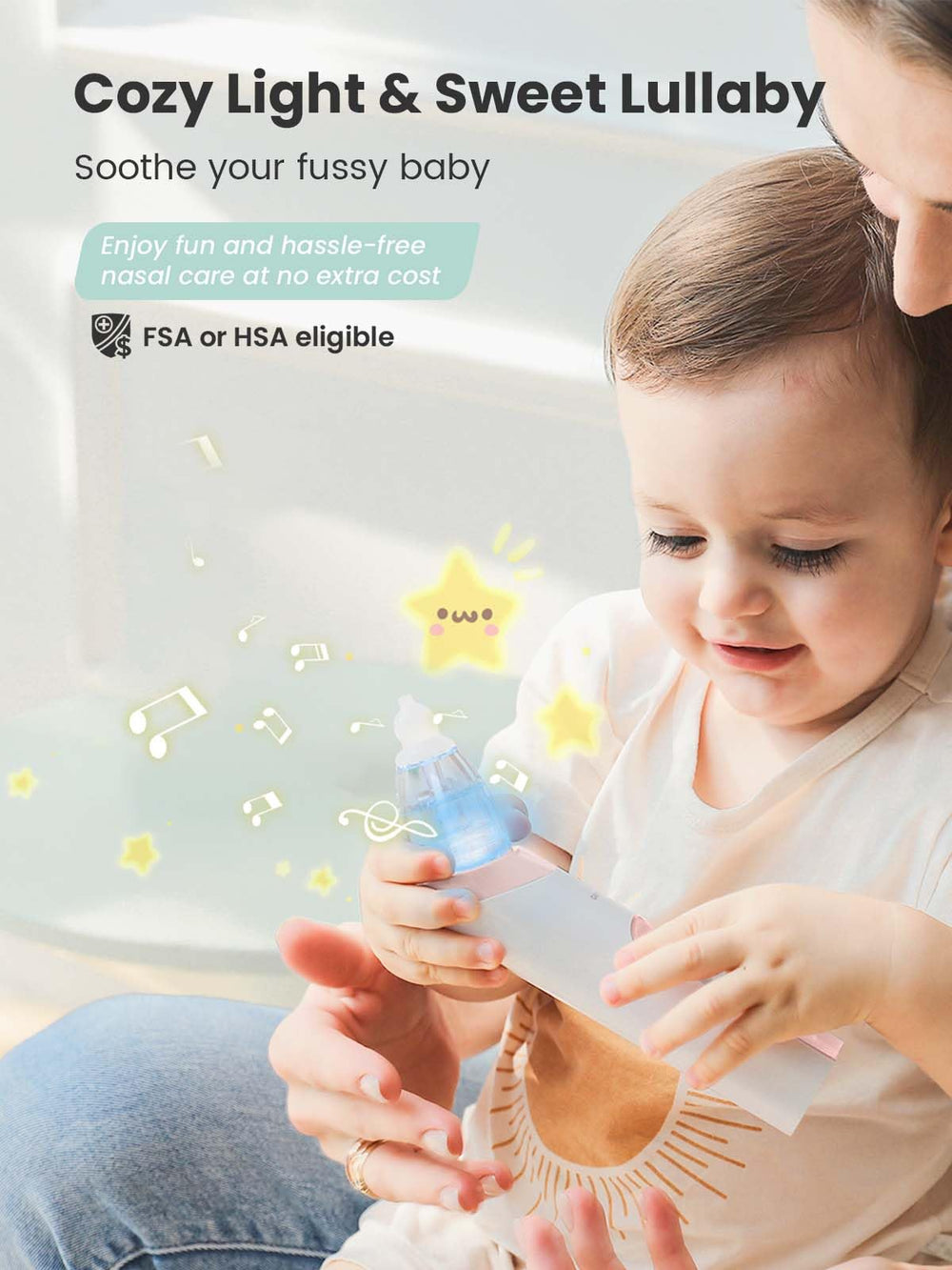 Grownsynasal-aspirator-pink music and light show calming distractions