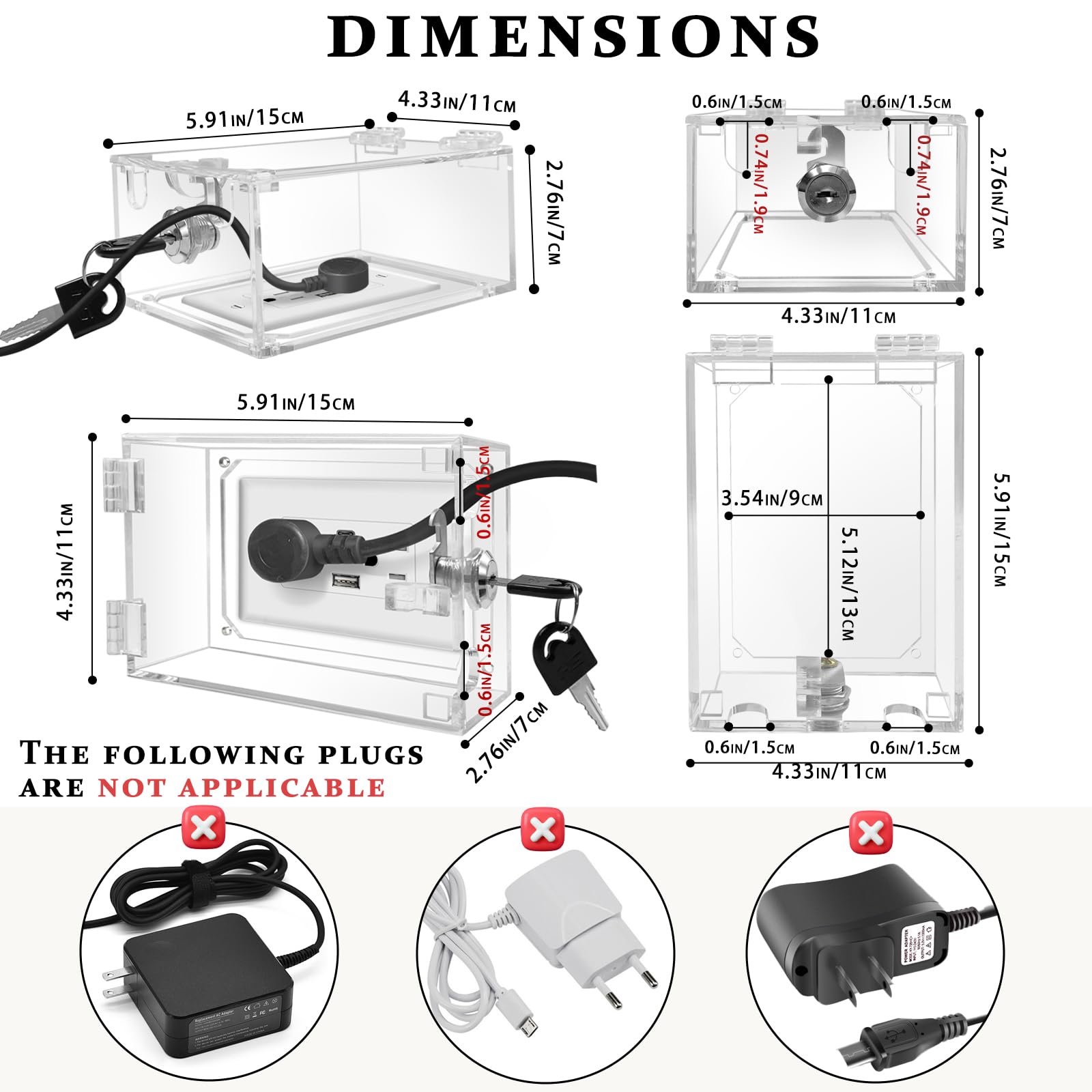 groword outlet cover bottom shows wiring space accommodating various plugs