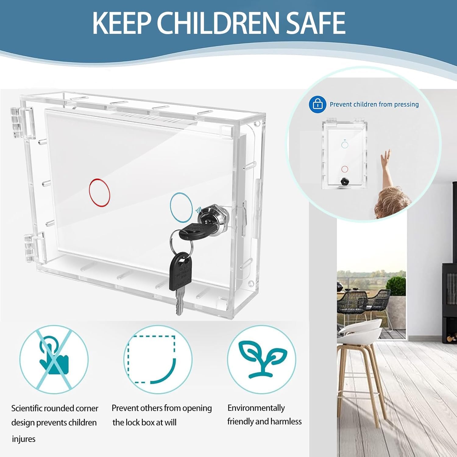 groword baby-safety outlet cover installed in kitchen or nursery reduces unplugging temptations.
