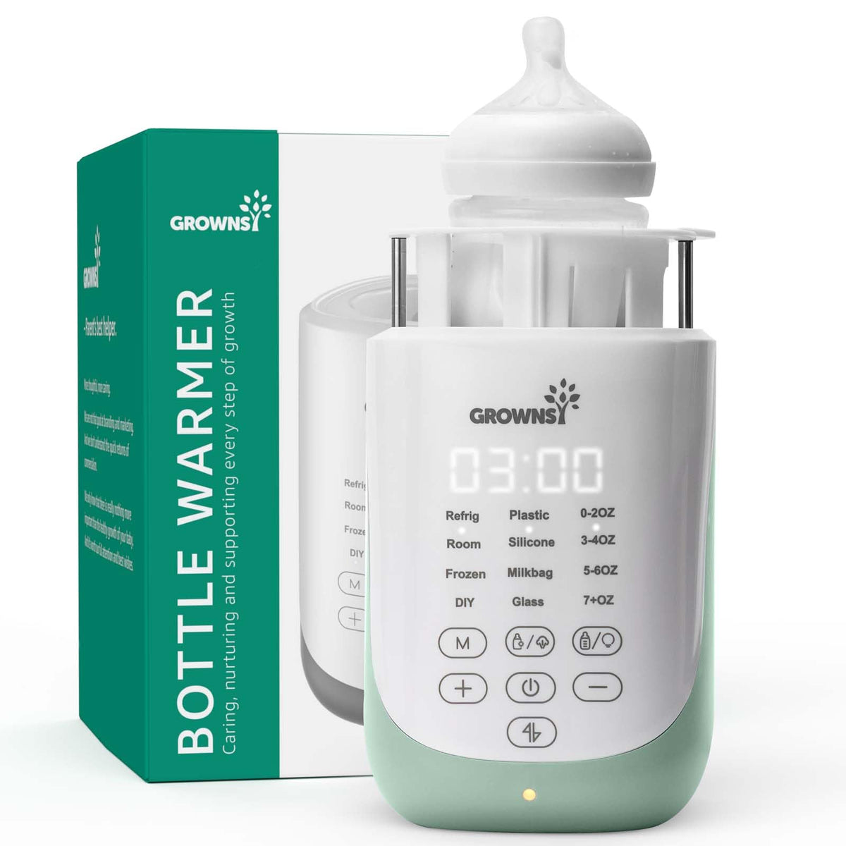 GROWNSY Nutri Bottle Warmer on countertop with precise milk temperature control