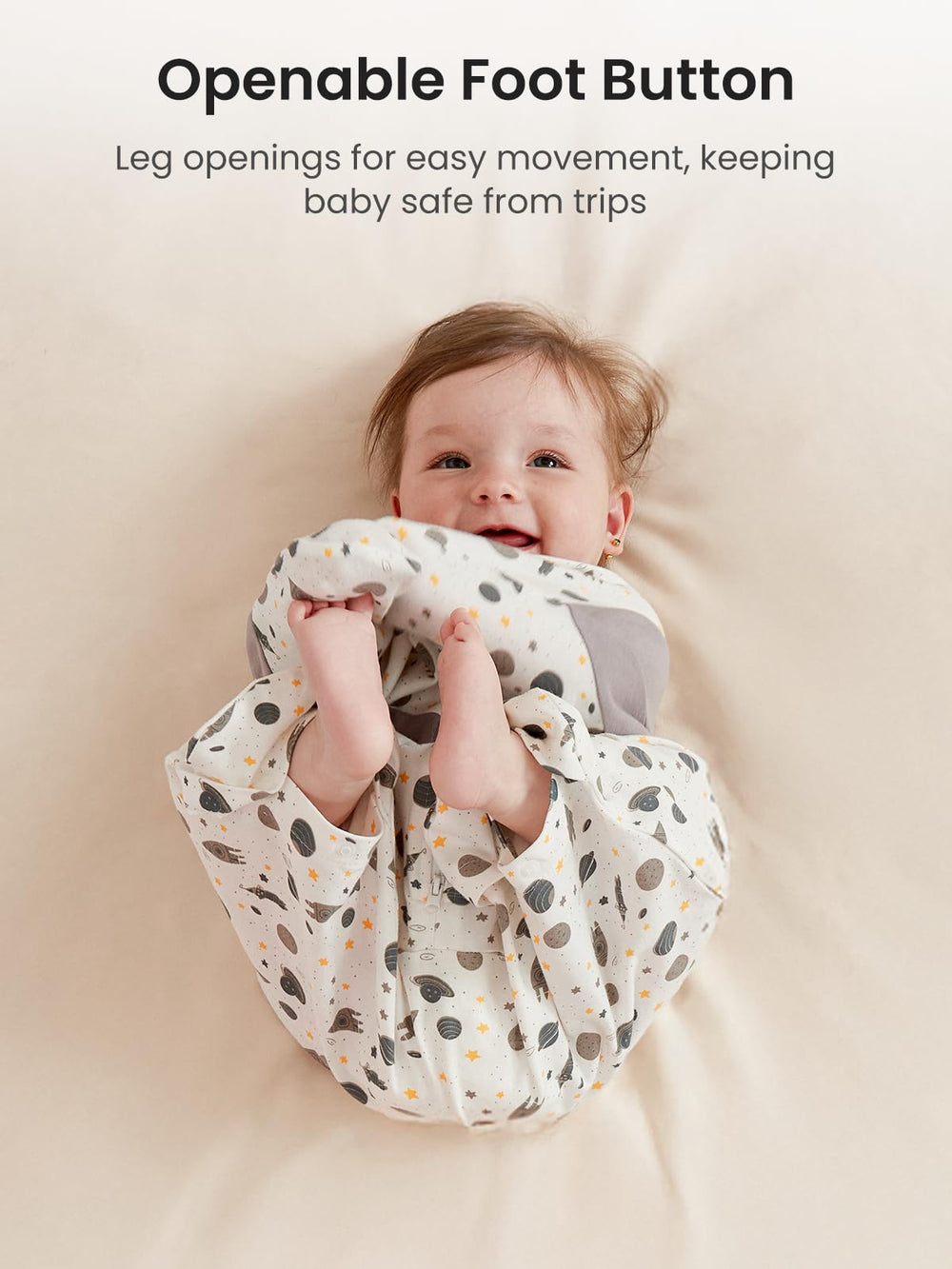 GROWNSY baby sleep scene with swaddle showcases cozy, secure environment